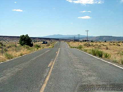 The North frontage road 66 approaching some of the picturesque terrain
